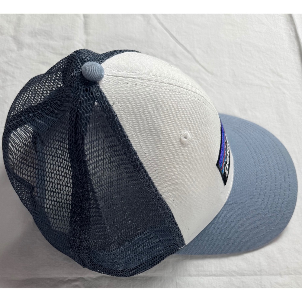 Patagonia P-6 Logo Trucker Hat Mesh Back Snapback Blue White Organic Cotton Cap - Picture 4 of 12